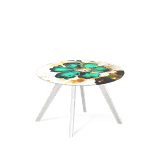 Круглый столик SHT-S39 / SHT-TT32 60 стекло/МДФ (малахитово зеленый/белый/патина серебро) в Магадане - предосмотр