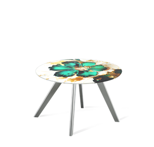 Круглый столик SHT-S39 / SHT-TT32 60 стекло/МДФ (малахитово зеленый/серый) в Магадане - предосмотр