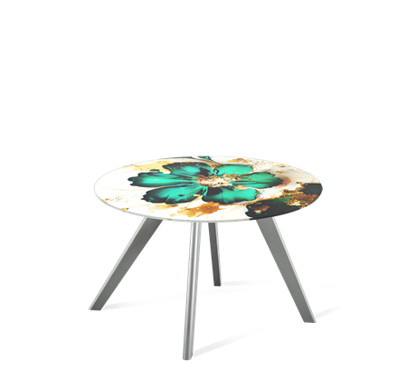 Круглый столик SHT-S39 / SHT-TT32 60 стекло/МДФ (малахитово зеленый/серый) в Магадане - изображение