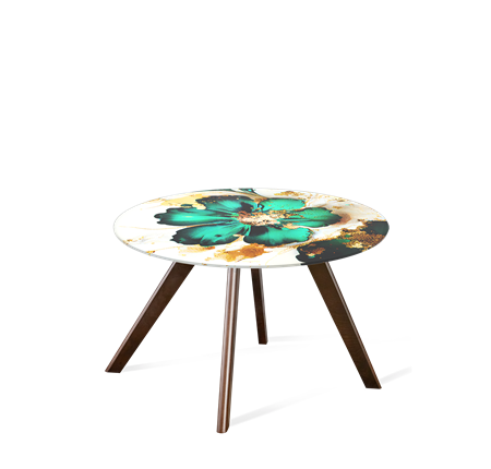 Круглый столик SHT-S39 / SHT-TT32 60 стекло/МДФ (малахитово зеленый/венге) в Магадане - изображение