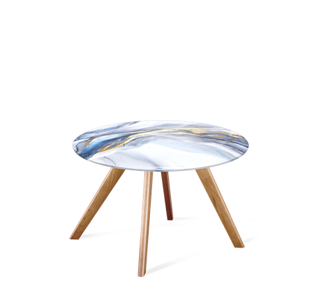 Круглый столик SHT-S39 / SHT-TT32 60 стекло/МДФ (млечный путь/светлый орех) в Магадане - изображение