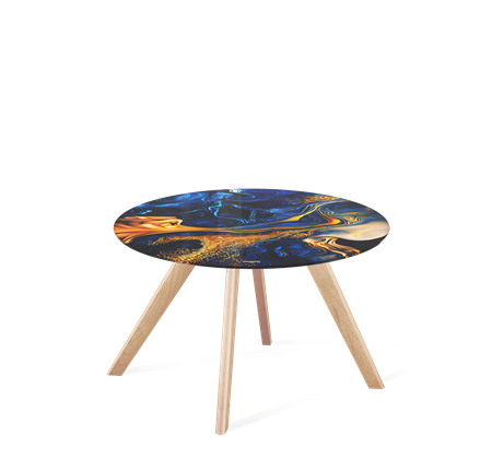 Круглый столик SHT-S39 / SHT-TT32 60 стекло/МДФ (синий сапфир/прозрачный лак) в Магадане - изображение