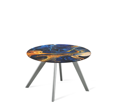 Круглый столик SHT-S39 / SHT-TT32 60 стекло/МДФ (синий сапфир/серый) в Магадане - изображение