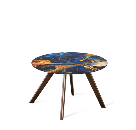 Круглый столик SHT-S39 / SHT-TT32 60 стекло/МДФ (синий сапфир/венге) в Магадане - изображение