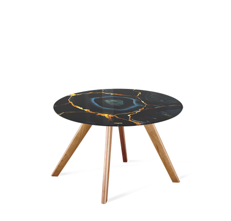 Круглый стол SHT-S39 / SHT-TT32 60 стекло/МДФ (титановый кварц/светлый орех) в Магадане - изображение