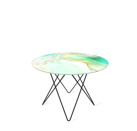 Круглый столик SHT-TU37 / SHT-TT32 60 стекло/МДФ (лазурно голубой/черный муар) в Магадане - изображение