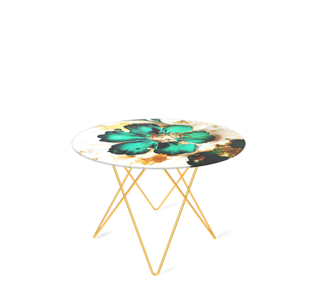 Круглый столик SHT-TU37 / SHT-TT32 60 стекло/МДФ (малахитово зеленый/золото) в Магадане - изображение