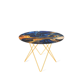 Стол круглый SHT-TU37 / SHT-TT32 60 стекло/МДФ (синий сапфир/золото) в Магадане