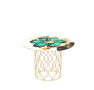 Круглый столик SHT-TU49 / SHT-TT32 60 стекло/МДФ (малахитово зеленый/золото) в Магадане - предосмотр