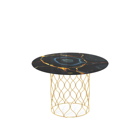 Столик круглый SHT-TU49 / SHT-TT32 60 стекло/МДФ (титановый кварц/золото) в Магадане - изображение