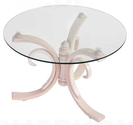 Круглый столик СЖ 5 беленый дуб/стекло в Магадане - изображение