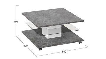 Квадратный столик Diamond тип 1 (Белый/Ателье темный глянец) в Магадане - предосмотр 2