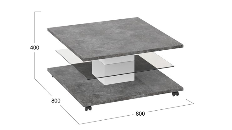 Квадратный столик Diamond тип 1 (Белый/Ателье темный глянец) в Магадане - изображение 2