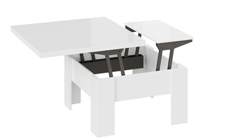 Журнальный квадратный стол Glance тип 1 (Белый/Стекло белый глянец) в Магадане - предосмотр 3