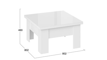 Журнальный квадратный стол Glance тип 1 (Белый/Стекло белый глянец) в Магадане - предосмотр 7