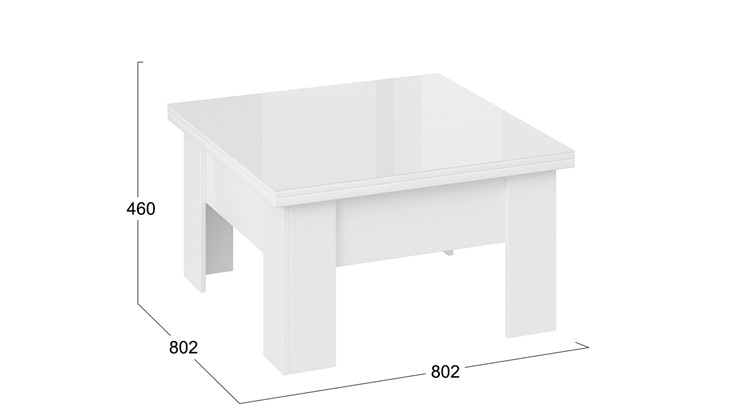 Журнальный квадратный стол Glance тип 1 (Белый/Стекло белый глянец) в Магадане - изображение 7