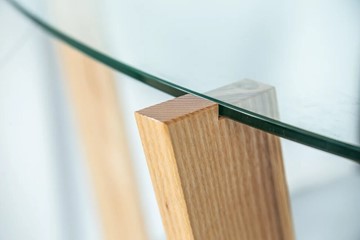Овальный столик Оникс-6, Натуральный массив/Прозрачное стекло в Магадане - предосмотр 2