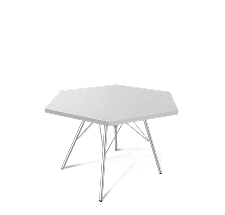 Шестигранный столик SHT-S37 / SHT-ТT20 70 ЛДСП (серебристый матовый/хром лак) в Магадане - изображение