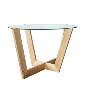 Овальный столик Оникс-6, Натуральный массив/Прозрачное стекло в Магадане - предосмотр