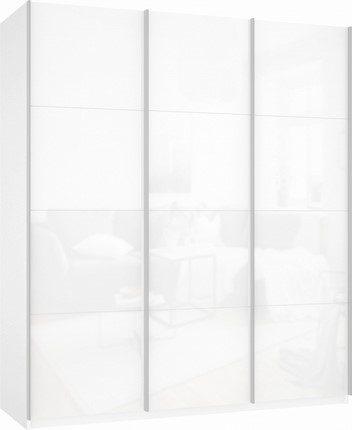 Шкаф 3-х створчатый Прайм (3 Белое стекло) 1800x570x2300, белый снег в Магадане - изображение
