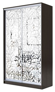 Шкаф 2-х створчатый 2200х1500х420 два зеркала, "Листья" ХИТ 22-4-15-66-17 Венге в Магадане - предосмотр