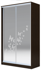 Шкаф 2400х1200х420 два зеркала, "Бабочки" ХИТ 24-4-12-66-05 Венге Аруба в Магадане - предосмотр