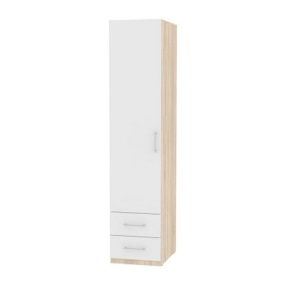 Шкаф распашной Риал (H20) 198х45х45 ручка рейлинг, Белый/ДСС в Магадане - изображение