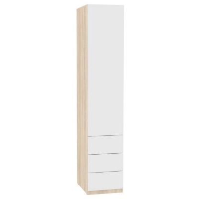 Шкаф одностворчатый Риал (H12) 230х45х45 PUSH to OPEN, Белый/ДСС в Магадане - изображение