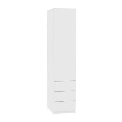 Распашной шкаф Риал (H14) 198х45х45 PUSH to OPEN, Белый в Магадане - изображение