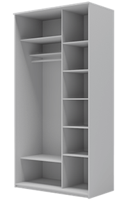 Шкаф 2-х створчатый Хит-22-14-22 с цветным стеклом, средне-серый 074, Белый корпус в Магадане - предосмотр 1