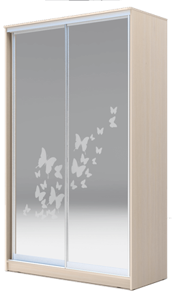 Шкаф 2200х1200х620 два зеркала, "Бабочки" ХИТ 22-12-66-05 Ясень Дуб Млечный в Магадане - изображение