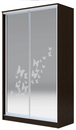 Шкаф двухдверный 2400х1362х620 два зеркала, "Бабочки" ХИТ 24-14-66-05 Венге Аруба в Магадане - изображение