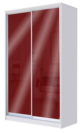 Шкаф 2200х1362х420 с цветным стеклом ХИТ 22-4-14-22 Бургунд 312, Белый в Магадане - изображение