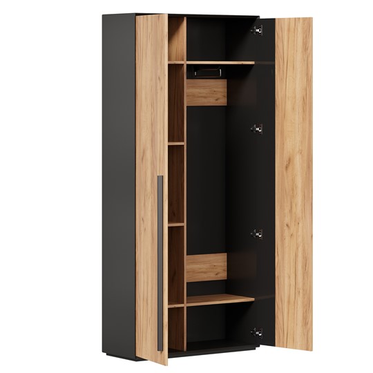 Шкаф для прихожей 2-дверный Неаполь ЛД.134050.000 (Черный/Дуб Золотой) в Магадане - изображение 1