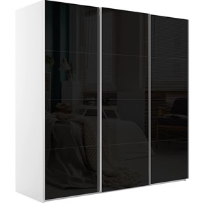 Шкаф Эста, 12 черных стекол, 2400x660x2200, белый снег в Магадане