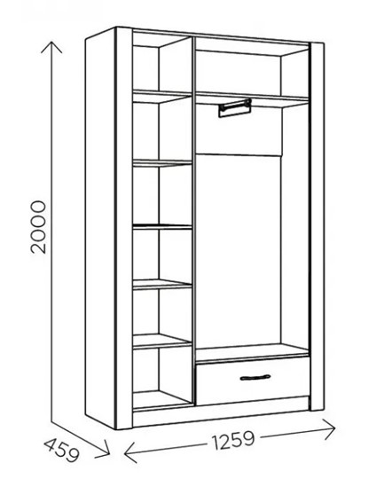 Шкаф гардеробный Ева 5 М2 дуб ирландский/белый матовый в Магадане - изображение 2