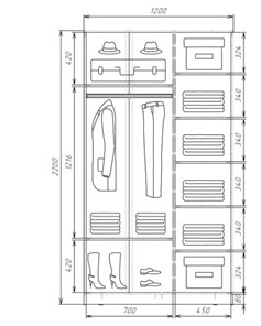 Шкаф двухдверный Хит-22-12-22 с цветным стеклом, белое №10, Белый корпус в Магадане - предосмотр 2