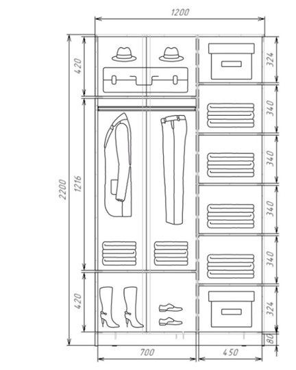 Шкаф-купе двухстворчатый Хит-22-12-22 с цветным стеклом, белое №10, Дуб крафт золотой в Магадане - изображение 2