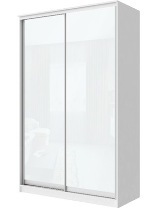 Шкаф двухдверный Хит-22-12-22 с цветным стеклом, белое №10, Белый корпус в Магадане - изображение