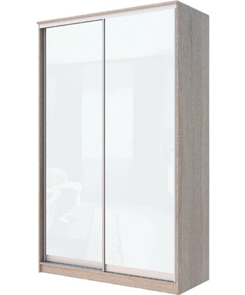Шкаф двухдверный Хит-22-12-22 с цветным стеклом, белое №10, Дуб сонома в Магадане - изображение