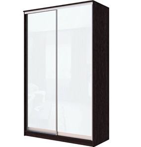 Шкаф 2-х створчатый Хит-22-12-22 с цветным стеклом, белое №10, Венге в Магадане