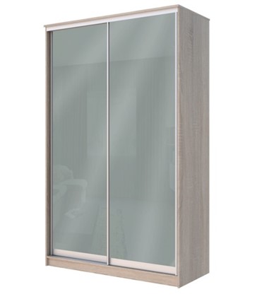 Шкаф 2-х створчатый Хит-22-12-22 с цветным стеклом, средне-серый 074, Дуб сонома в Магадане - изображение
