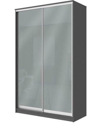 Шкаф двухстворчатый Хит-22-12-22 с цветным стеклом, средне-серый 074, Графит в Магадане - изображение