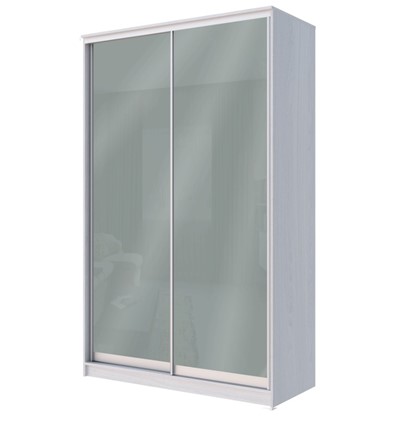 Шкаф двухдверный Хит-22-12/2-22 с цветным стеклом, средне-серый 074, Ясень анкор светлый в Магадане - изображение