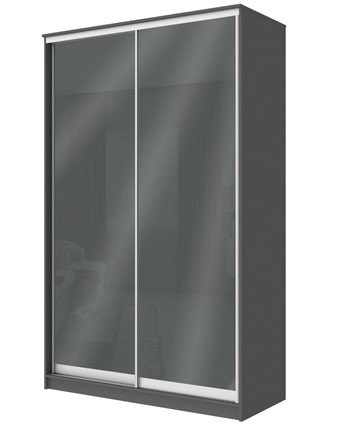 Шкаф 2-х створчатый Хит-22-12/2-22 с цветным стеклом, темно-серый 073, Графит в Магадане - изображение