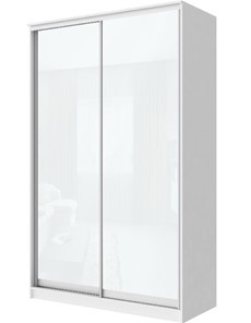 Шкаф 2-х створчатый Хит-22-15-22 с цветным стеклом, белое №10, Белый корпус в Магадане - предосмотр