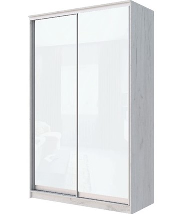 Шкаф Хит-22-15-22 с цветным стеклом, белое №10, Дуб крафт белый в Магадане - изображение