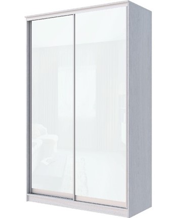 Шкаф Хит-22-17-22 с цветным стеклом, белое №10, Ясень анкор светлый в Магадане - изображение