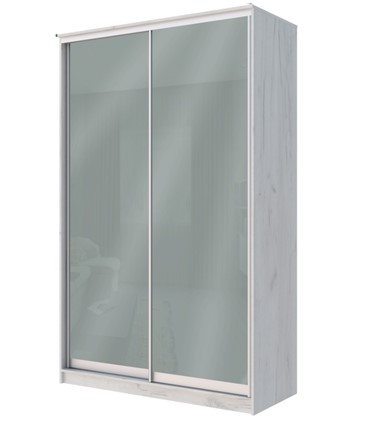Шкаф Хит-22-4-12/2-22 с цветным стеклом, средне-серый 074, Дуб крафт белый в Магадане - изображение