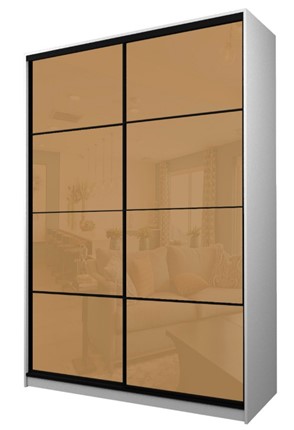 Шкаф 2-х дверный MAX МШ-23-6-16-22, Профиль Черный/Цвет Белый/Oracal Светло-коричневый в Магадане - изображение